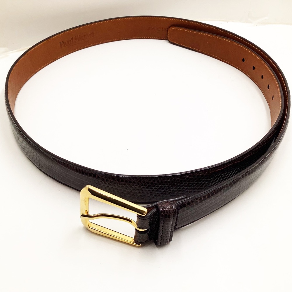 {Paul Stuart} Brown Lizard Leather Belt - Picture 2 of 5